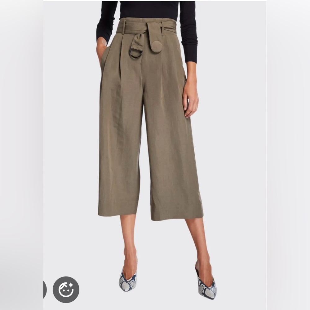 Akris Punto Fiorella Cropped Wide-Leg Linen Blend Pants 6